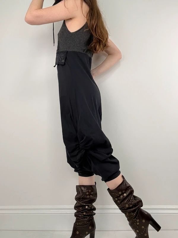 black grunge capri jumpsuit all in one