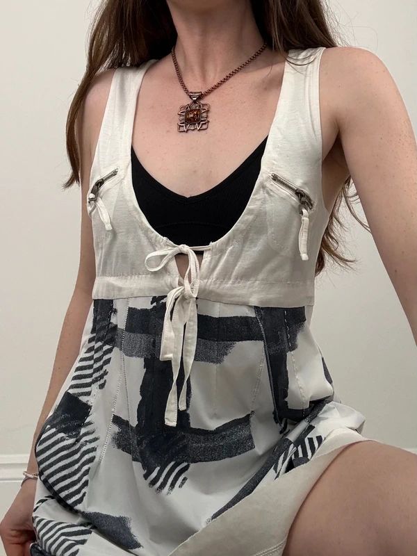 Marithé + François Girbaud graphic checked mini dress