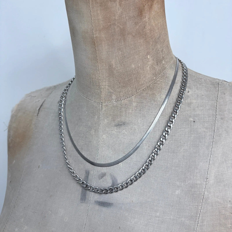 layered silver chain necklace