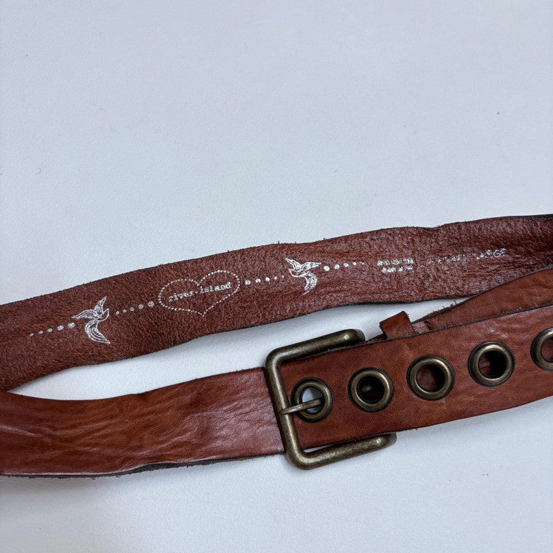 Brown chunky eyelet belt