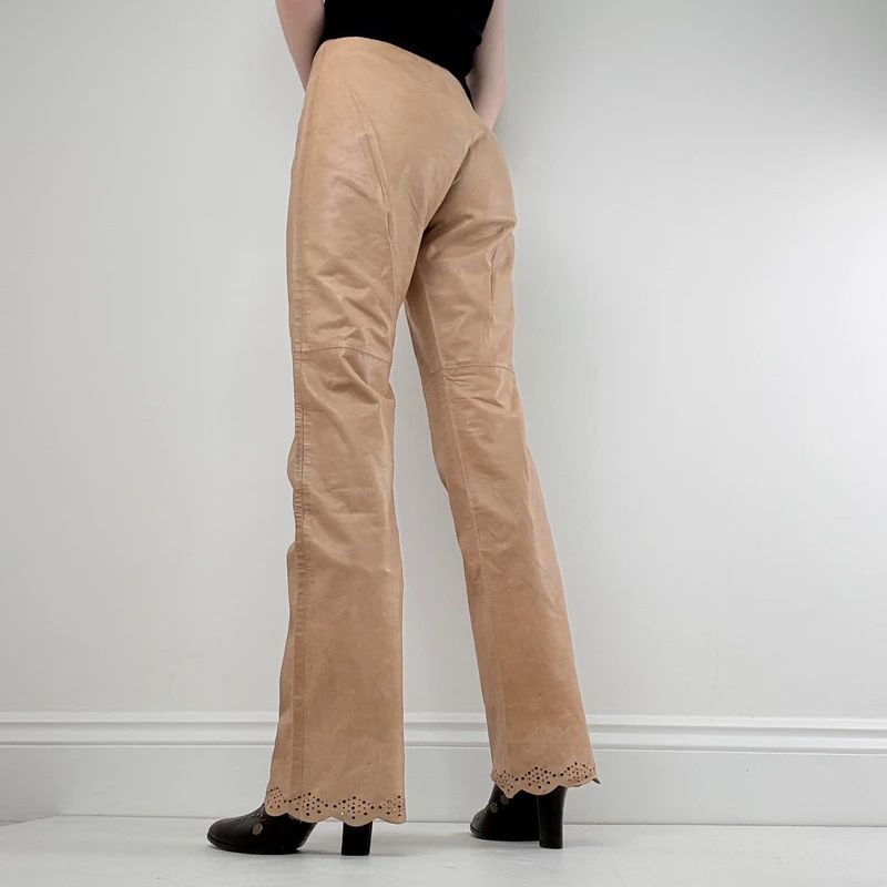 Joseph tan leather stright leg trousers