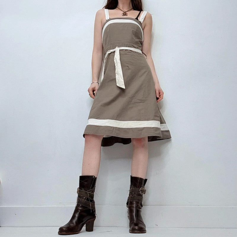brown fitted preppy french dress