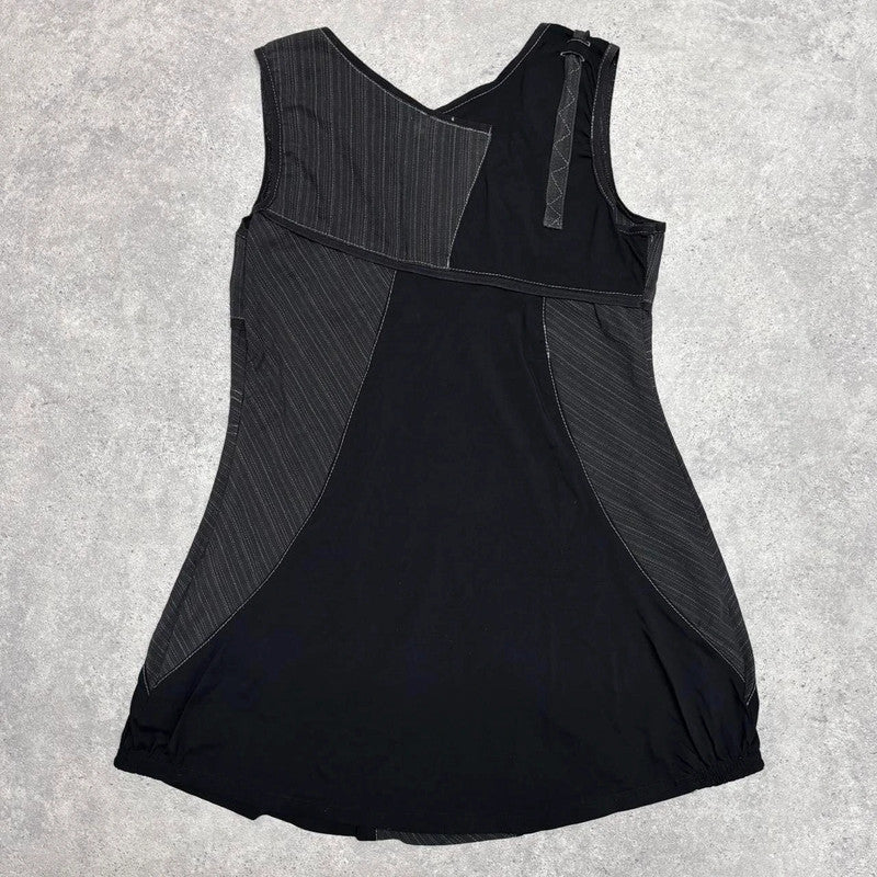 black pinstripe cargo dress
