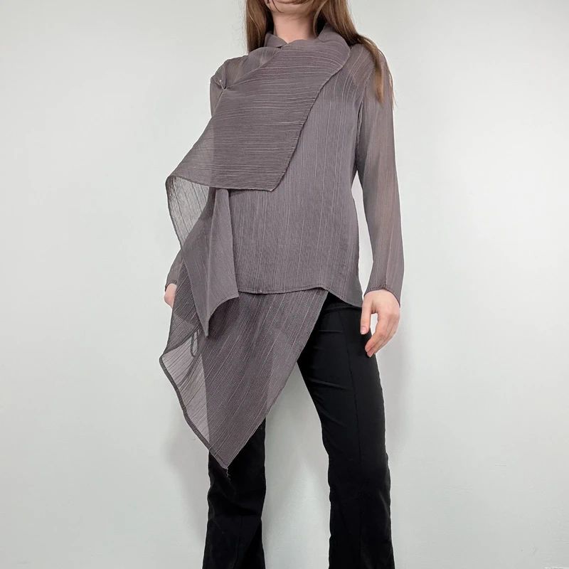pleated crinkle draped asymmetric top
