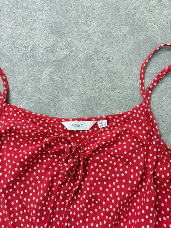 red polkadot cami slip maxi summer dress