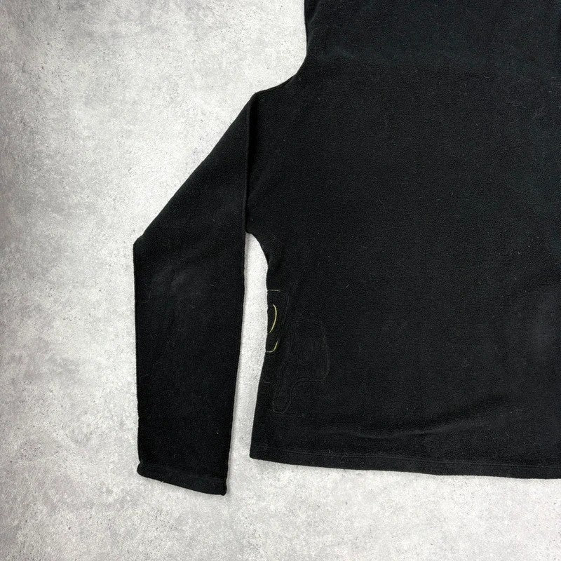 Fleece asymmetrical black zipper cop copine sweater top