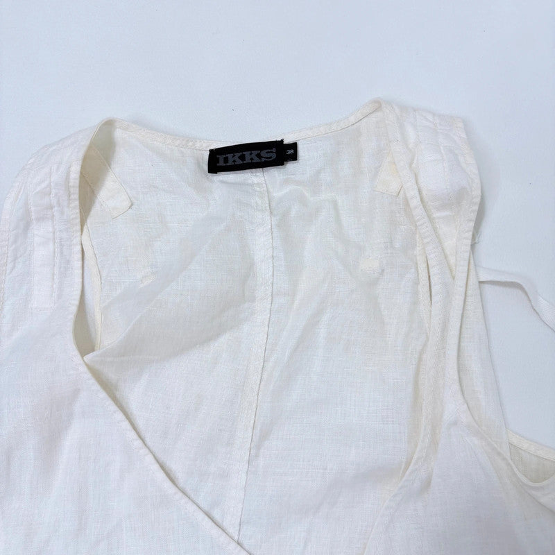 white linen utility wrap dress