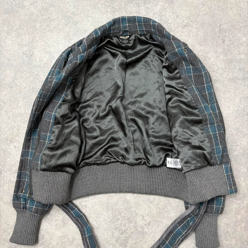 wool checked asymmetric coat