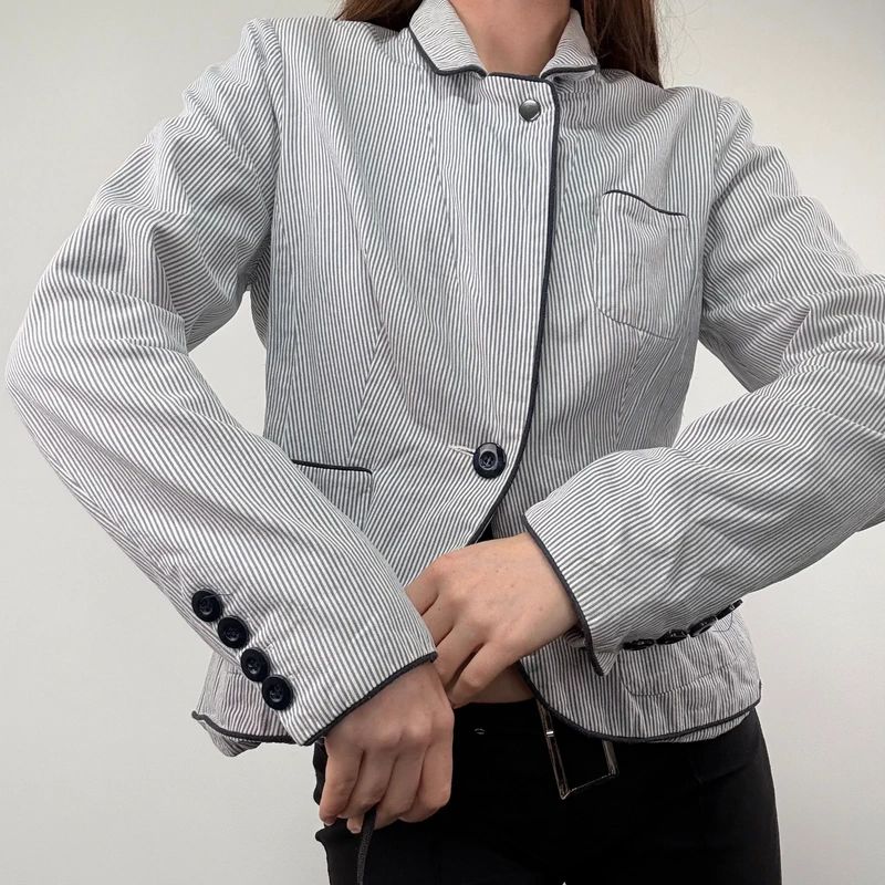 Pinstripe Flared Military Jacket