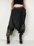 black cotton batwing puff harem trousers
