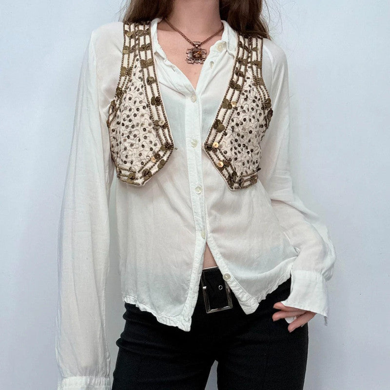 cropped festival boho beaded waistcoat