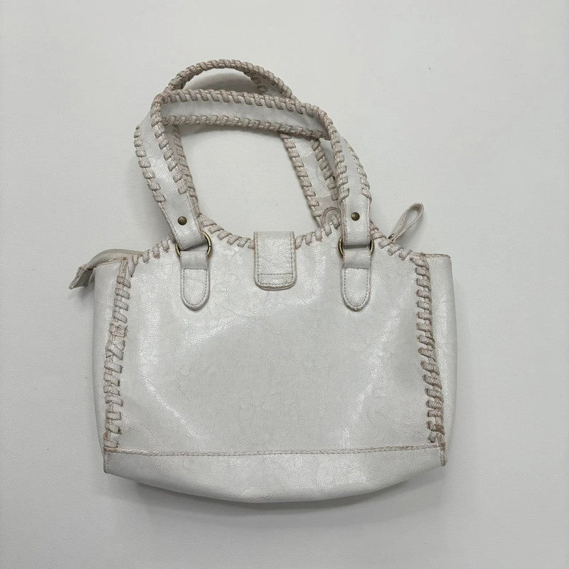 white chunky stitch leather bag