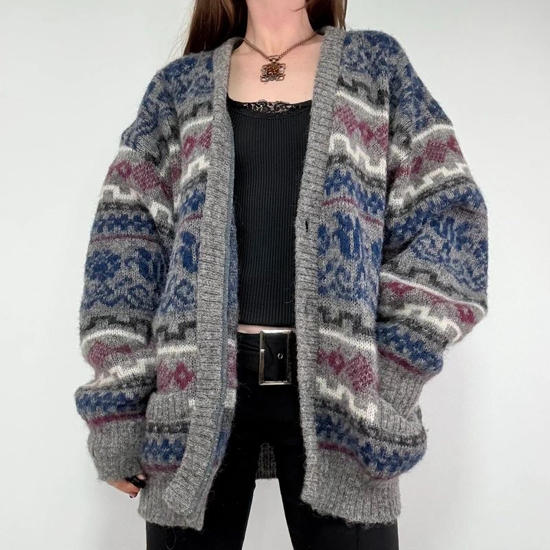 oversized knitted wool cardigan