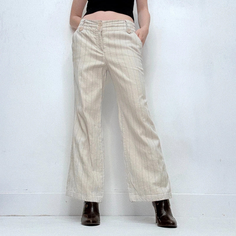 cream striped linen trousers
