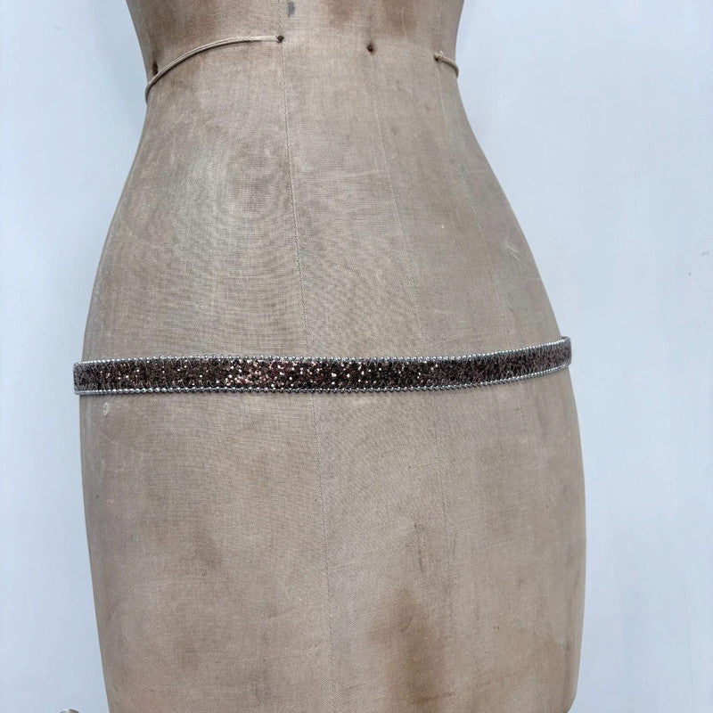 thin silver giltter belt