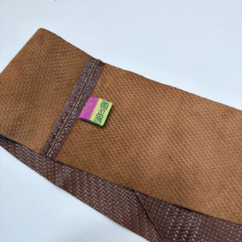 brown woven leather save the queen belt