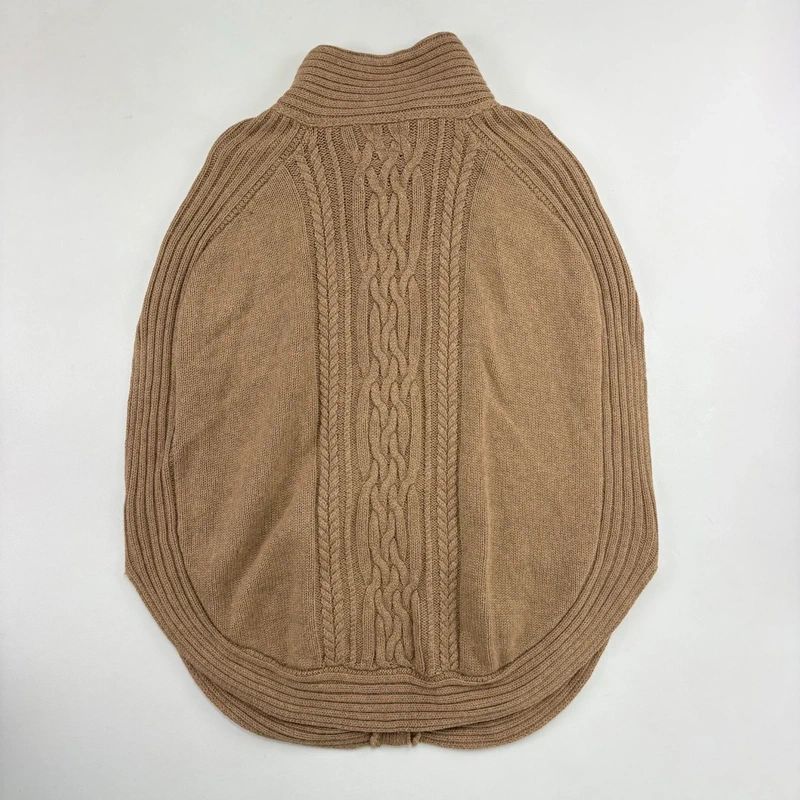 Tan Cable Knit Cape Cardigan