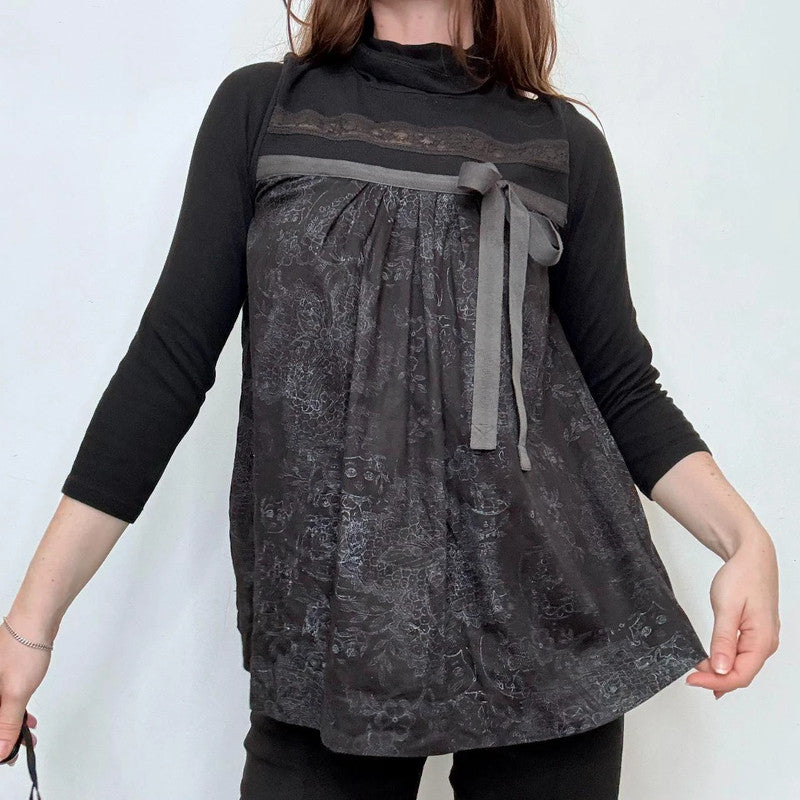 Cop Copine black flared grunge Bow shirt