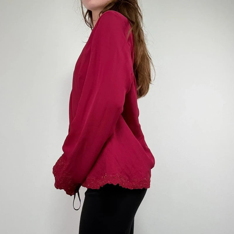 Pink silk beaded floaty embellished shirt cardi