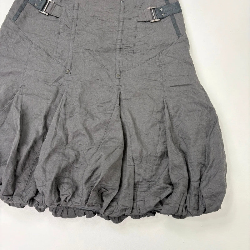 khaki pleated gathered puff skirt