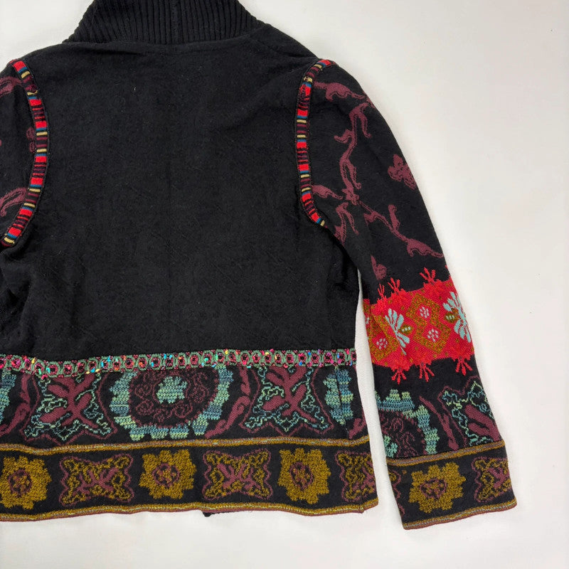 black ribbed patterned boho hippie cardigan