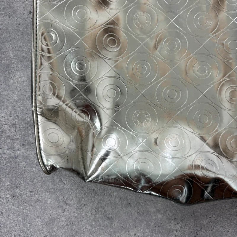 Silver metallic kenzo logo tote bag