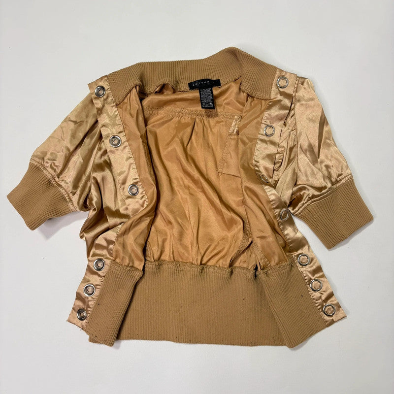 cropped fitted ribbed waistband jacket
