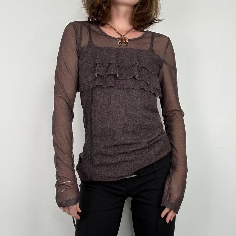Brown Cop Copine long sleeve layered top