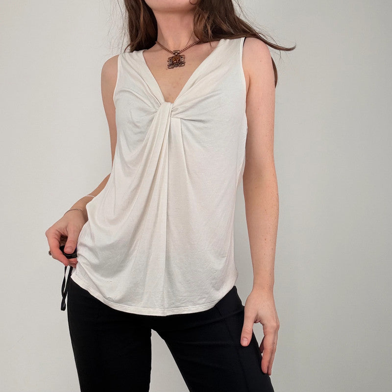 cream gathered slouchy drape vest
