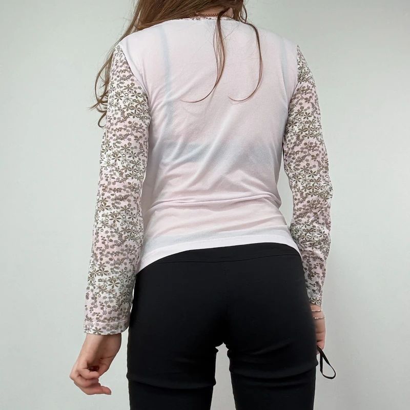 Vintage pastel pink floral long sleeve fairy t-shirt