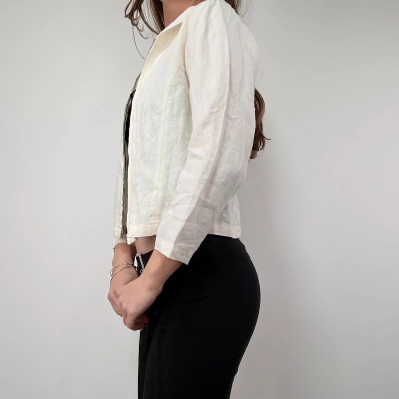 White Linen mini cropped shirt