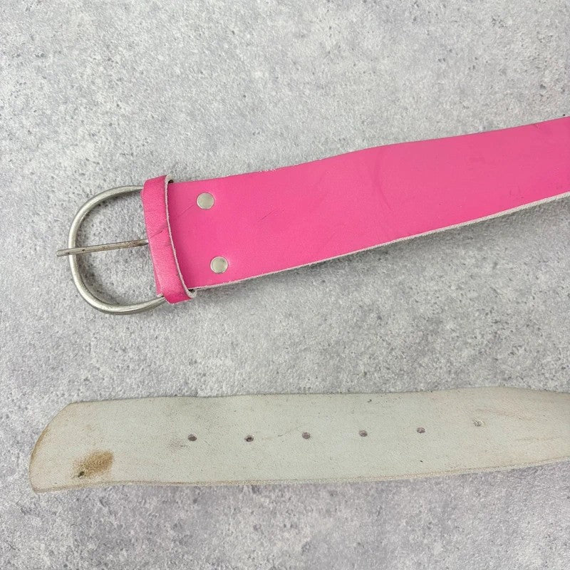 Pink leather chunky thick belt