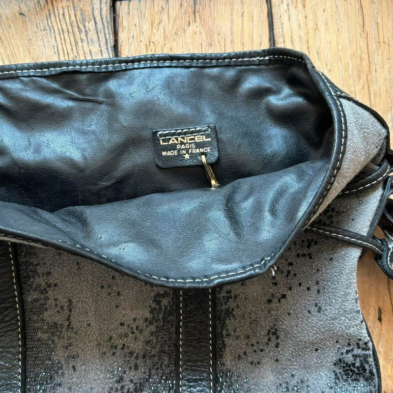 distressed suede leather bag