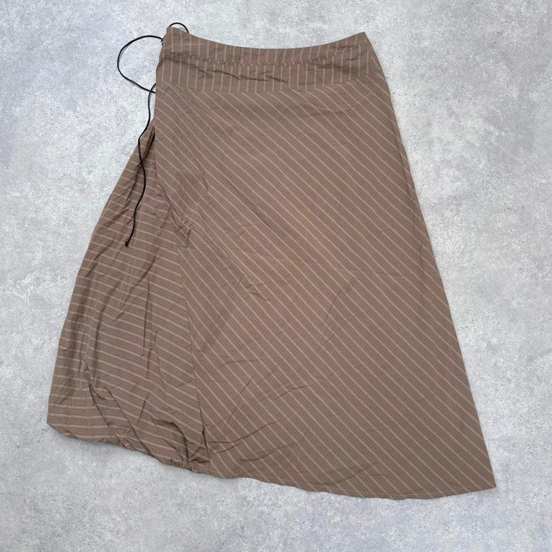 brown pinstripe asymmetric corset skirt