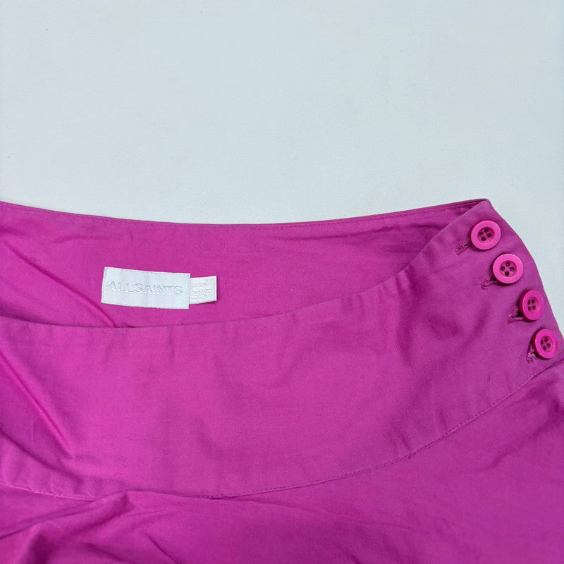 allsaints pink gathered puff mini skirt