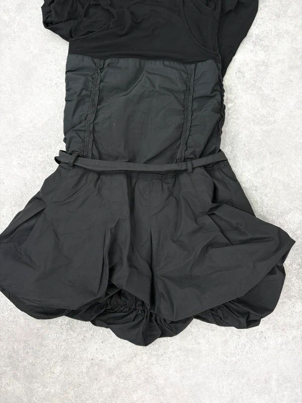 black grunge layered structured IKKS french midi dress