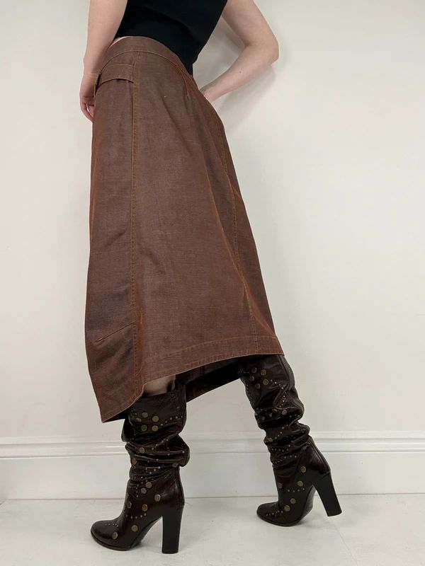 Cop Copine structured brown midi skirt