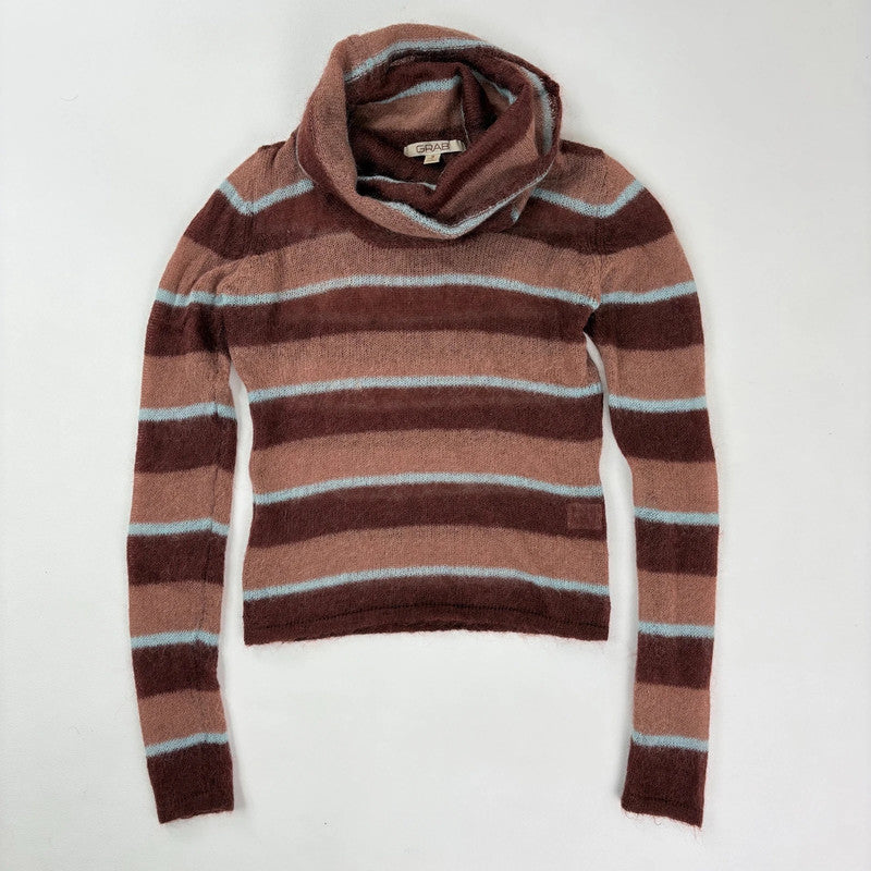 sheer striped brown mohair jumper