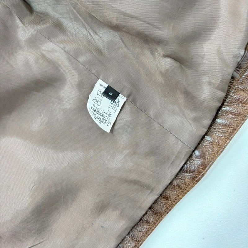 Brown Oversized Leather Bomber Jacket