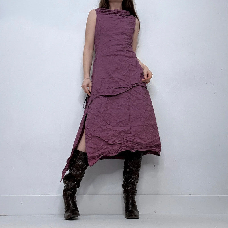 structured crinkle flared midi dress