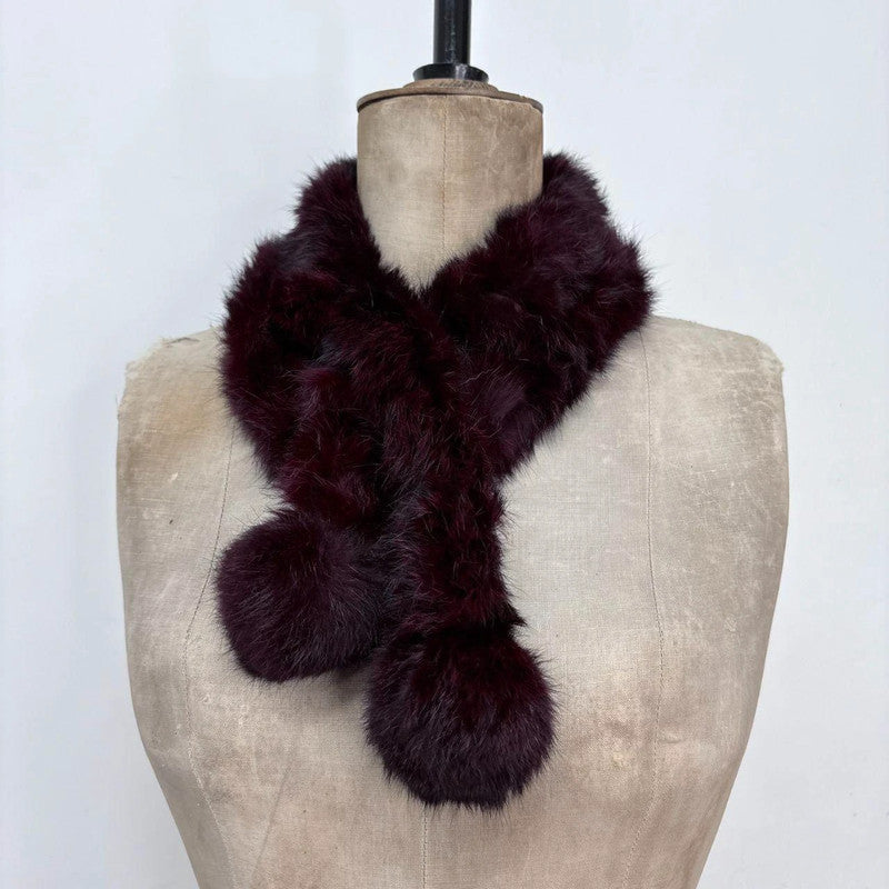 burgandy fur wrap scarf