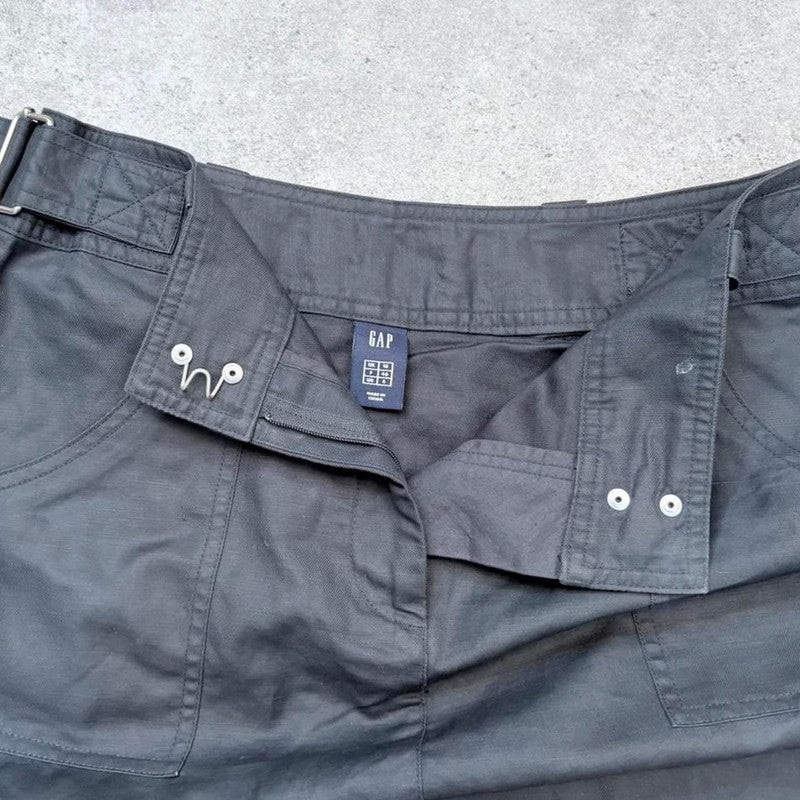 structured flared black midi skirt