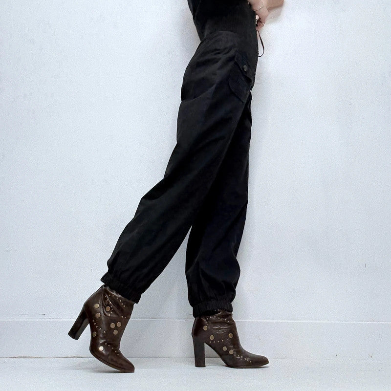 black corset waist puff trousers