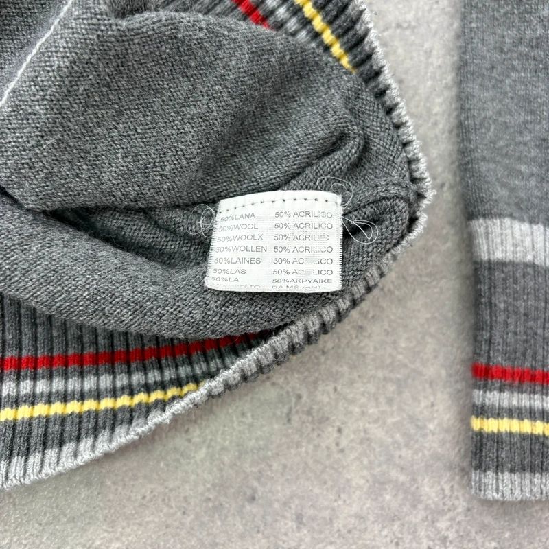 grey cropped knit pinstripe cardigan