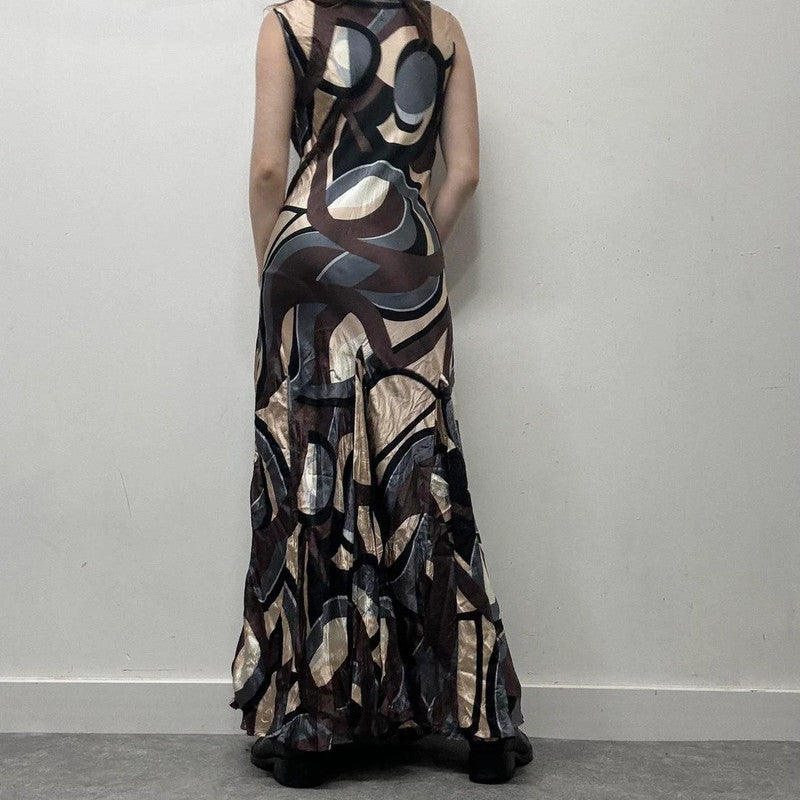 satin crinkle patterned maxi dress