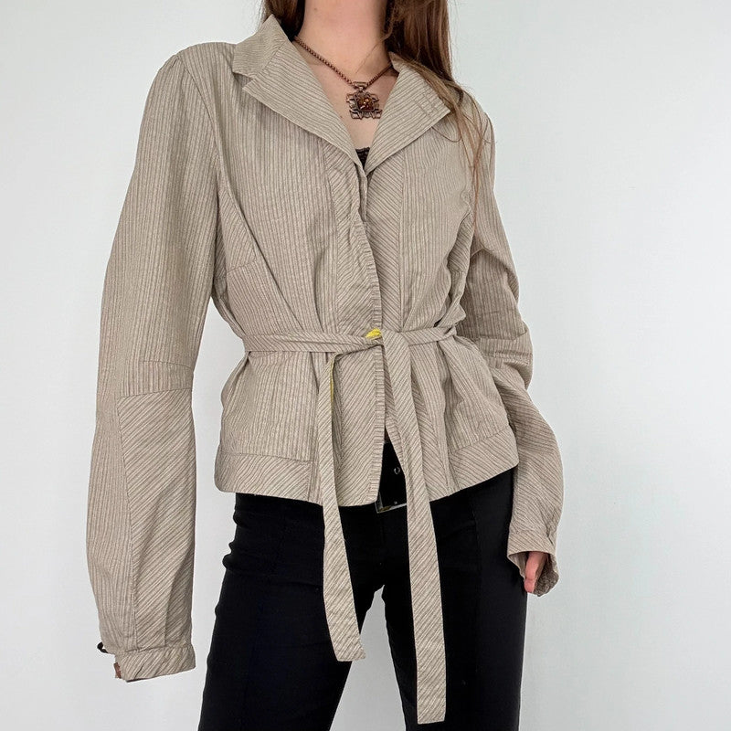 Pinstripe structured cotton jacket