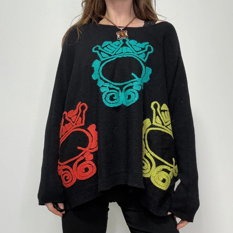 black batwing slouchy Save The Queen jumper