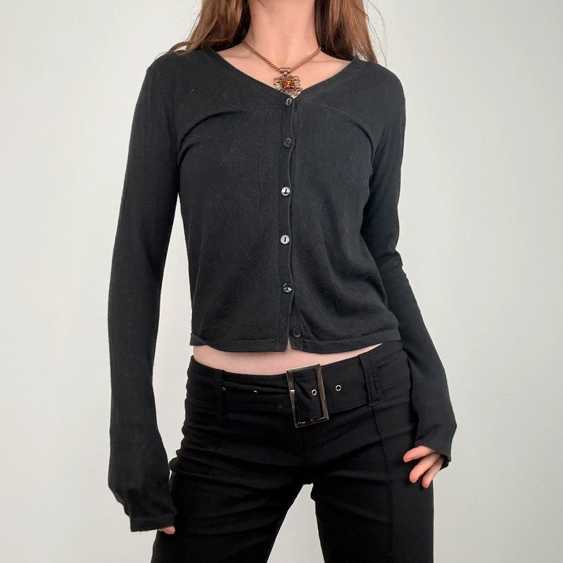 black cropped button cardigan
