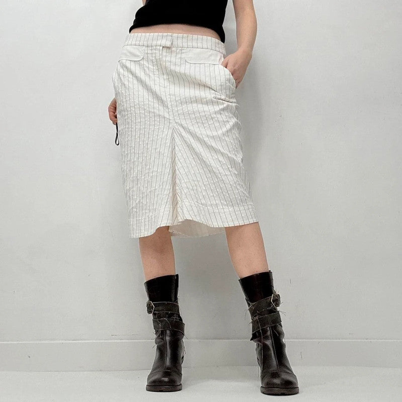 white pinstripe kenzo midi skirt