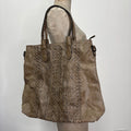 brown textured snake skin bag
